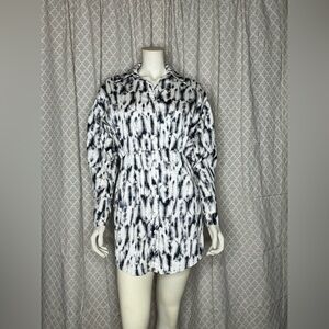Black and White Patterned Shirt Dress